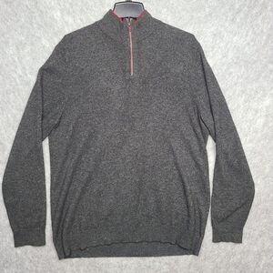 Club Room Luxury Cashmere 1/4 Zip Sweater Men's L Gray Business Casual Cozy Soft